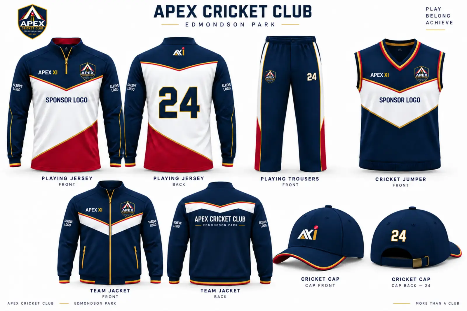 Apex Cricket Club complete apparel range